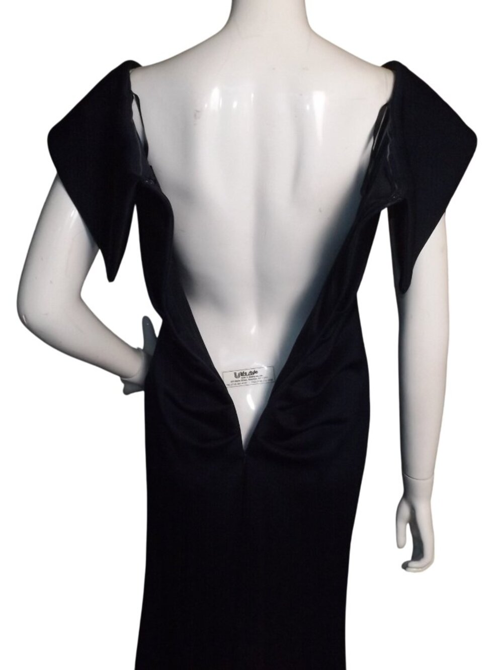 XSCAPE Gown/Dress, 8, Navy Blue,  Ruffle, V-neck, Gathered, Cap Sleeve, Zipper - Picture 7 of 13